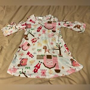 Girls cute farm animal print cold shoulder crisscross v-neck dress sz large 5